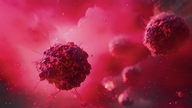 High resolution animation of natural killer cells destroying multiple cancer cells simultaneously.