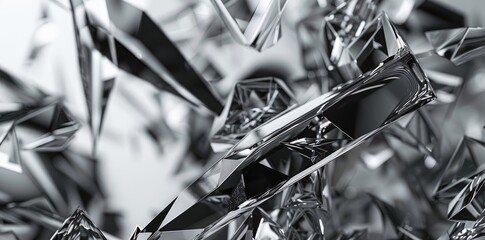 High-resolution image of microscopic diamond particles, displaying their faceted surfaces and crystallographic orientations under an electron microscope