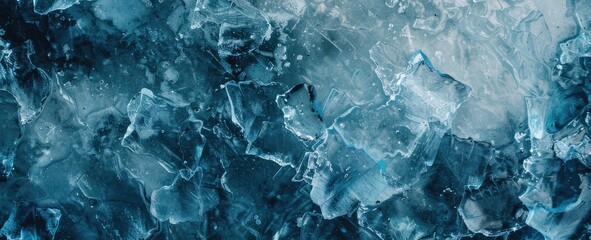 Obraz premium Beautiful original wide format background image in blue tones of the surface with the texture of ice or stone for design or creative work.