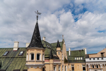 Old style gothic rooftops in Riga, Latvia of old town in summer time