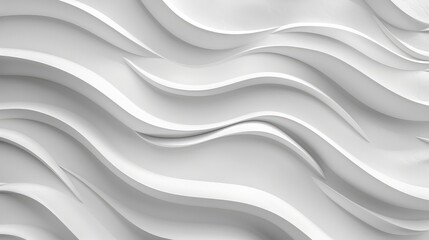 Obraz premium Clean and simple wave-like patterns in white blend naturally with a clean background, emphasizing modern minimalism
