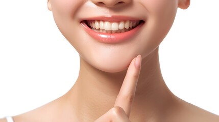 Obraz premium Closeup of a Happy Woman's Radiant Smiling Face Showcasing Healthy Teeth and Bright Expression
