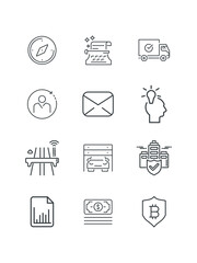 Box package, Camera reflex, Check list, Cloud download, Dating website, set of icons, vector illustration