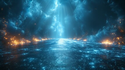 Fototapeta premium Dynamic Particle Flow: a background with dynamic particle flow, where tiny elements move and interact, creating a sense of motion and energy.
