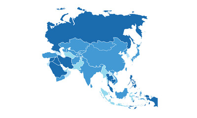 Naklejka premium Map of Asia isolated modern colorful style. for website layouts, background, education, precise, customizable, Travel worldwide, map silhouette backdrop, earth geography, political, reports. 