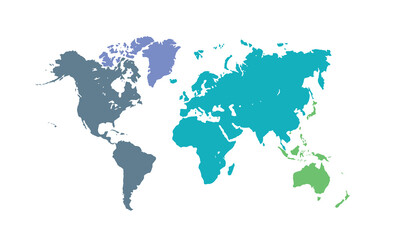 World map isolated modern colorful style. for website layouts, background, education, precise, customizable, Travel worldwide, map silhouette backdrop, earth geography, political, reports. 