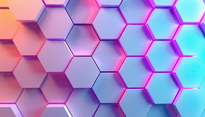 banner showing a Digital hexagons pattern abstract background, orchid funk and neon textures flat lay