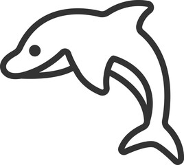 イルカのアイコン（線画）のイラスト