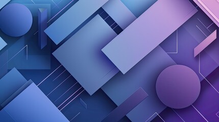 Fototapeta premium Design a horizontal static abstract background with geometric shapes in shades of blue and purple, reflecting