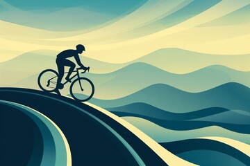 Fototapeta premium Cyclist Powering Up Challenging Hill Climb