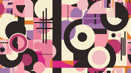 Pink and raisin Bauhaus Seamless Pattern