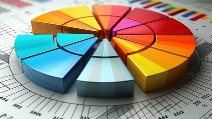 Obraz premium A 3D pie chart is a type of pie chart that displays data in a three-dimensional format. 