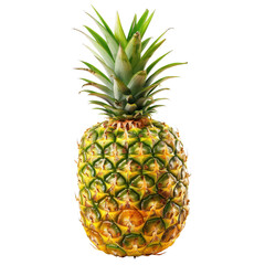 Fototapeta premium A vibrant, ripe pineapple with green leaves and golden skin, ideal for tropical theme or healthy lifestyle images.