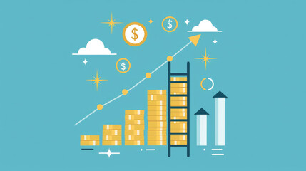 Obraz premium Ladder pointing upwards symbolizing rising interest rates