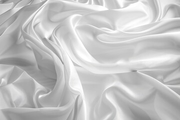 Beautiful graceful abstract background from flowing waves of white silk fabric.