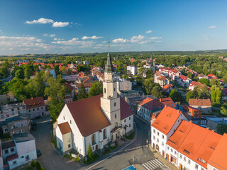 Panorama of the town of Gryfów Śląski in western Poland on the Kwisa River