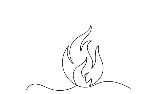 recommend clip art: Continuous line drawing of Fire, flame. Fire flame icon isolated on white background. Camp Fire Energy and Power Concept. single-line flaming symbol.
                    