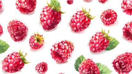 Watercolor raspberry seamless pattern, watercolor illustration, background.
