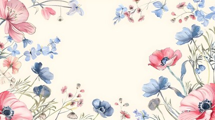 Ethereal Floral Frame with Calligraphic Inscriptions for Customizable Backgrounds and Designs