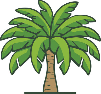 recommend clip art: A flat minimalist vector illustration of a palm tree on a white background
                    