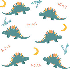 childrens dinosaur set vector pattern