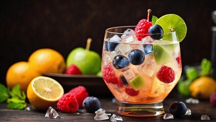 fruit cocktail with berries