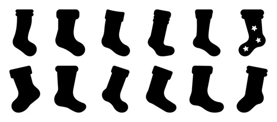 Sock winter silhouette set vector design big pack of illustration and icon