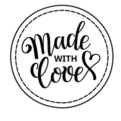 Made with love sticker. Lettering design for card, sticker, cover and advertisement.