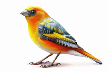 Fototapeta premium Bird icon isolated, color birds illustration, realistic style animal, popular bird species drawing on white