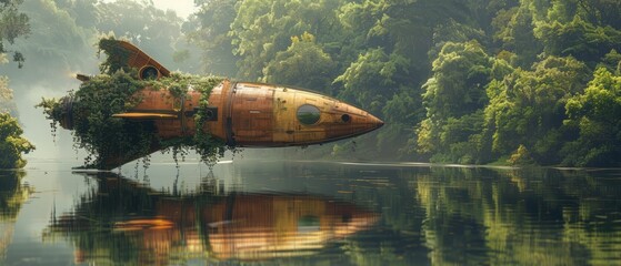 Fototapeta premium Abandoned Spaceship in a Forest.