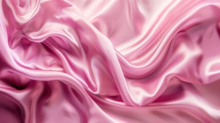 Obraz premium Luxurious pink silk fabric draped in elegant folds, showcasing a smooth and shiny texture perfect for fashion and decor themes.
