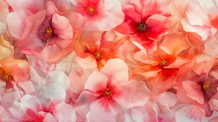 Drawing with many flowering flowers in the style of watercolor painting