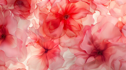 Drawing with many flowering flowers in the style of watercolor painting