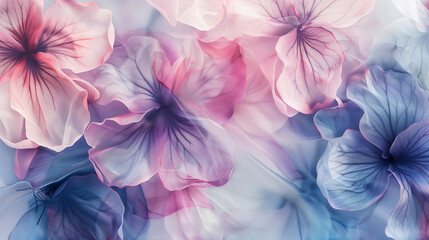 Drawing with many flowering flowers in the style of watercolor painting