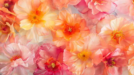 Drawing with many flowering flowers in the style of watercolor painting