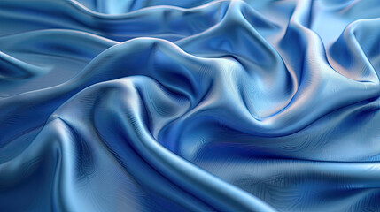 Fototapeta premium Blue silk fabric with soft folds.