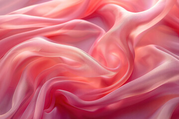 Fototapeta premium Gradient pink silk fabric with waves.
