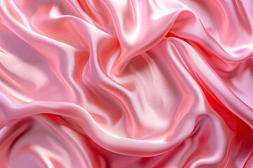Fototapeta premium Pink silk fabric with pleats.