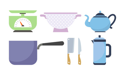 Obraz premium Set of kitchen equipment icon logo