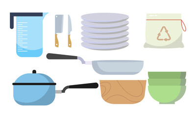 Set of kitchen equipment icon logo