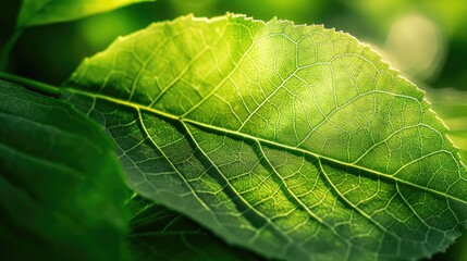 Fototapeta premium Leaf in vibrant green close up
