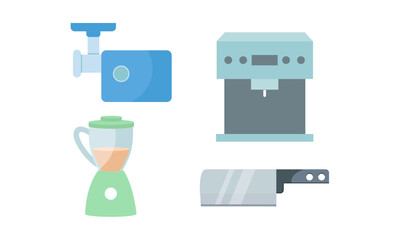 Set of kitchen equipment icon logo