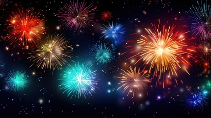 Colorful Fireworks Display in the Night Sky