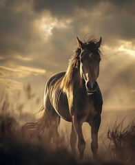 Obraz premium horse at sunset