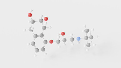 nadolol molecule 3d, molecular structure, ball and stick model, structural chemical formula alpha-adrenergic blocking agents