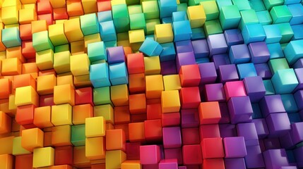Rainbow Stack of Colorful Cubes