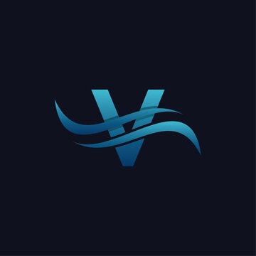 Letter V Wave Simplicity Modern Business Icon Design Logo