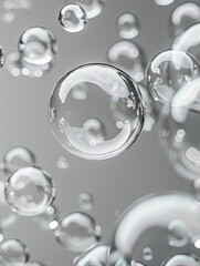 Flowing water bubbles,Water molecule,bubbles, light gradient,minimalism