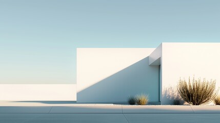 Contemporary Minimalist House with Desert Plants