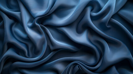 Fototapeta premium Elegant draped blue silk fabric creating soft, flowing folds with intricate textures.